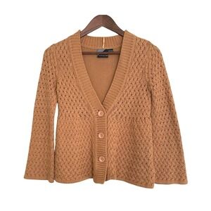 Volcom‎ Chunky Cardigan Sweater XS Brown Cotton Bell Sleeve V-Neck
